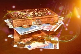 treasure chest money paper euro