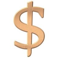 wooden sign of dollar