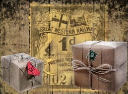 old paper parcel boxes