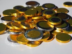 chocolate coins in the form of euro currency