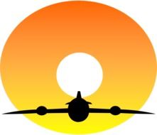 airplane silhouette on sunset background