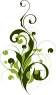 filigree green flowers on a white background