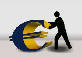 black man and golden euro symbol