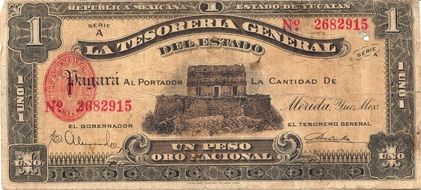 uno peso banknote mexico money