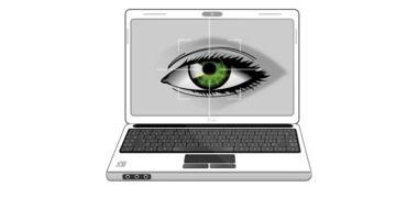 Drawing of eye on a laptop screen