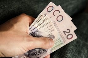money in the hand paying taxes