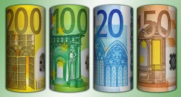 drawn paper euro banknotes
