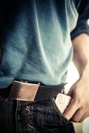 closeup picture of money in the pocket