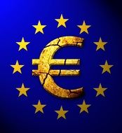 euro symbol on blue background