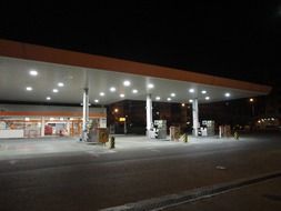 gas station at night