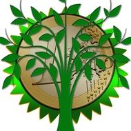 symbol of the Ecology is a green tree on a background of coin