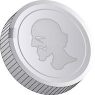 Silver coin with face on it clipart