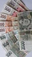 Czech currency fan-shaped