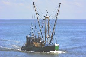 fishing boat in the middle of the ocean