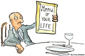 Clipart of man is looking at menu of your life