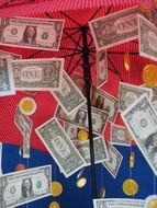 dollar rain under umbrella