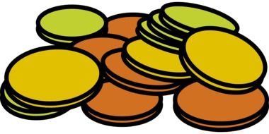 drawing of coins on a white background