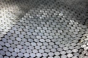 coins are laid out in rows