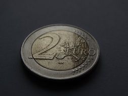 two euro coin closeup