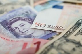 Closeup photo of the currencies
