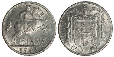 Old Spanish coin sides of peseta