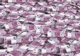 scattered 500 euro banknotes