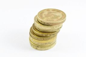 pile of golden coins of Sri Lanka