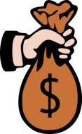 Clipart of hand holding a money bag
