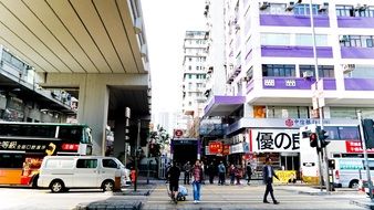 Crowded street in hong kong