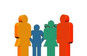 colored silhouettes of family