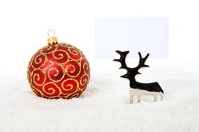 toy deer and christmas ball