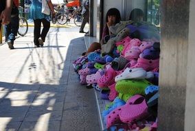 Photo of Shoes sale in a market