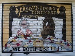 commercial advertising painted on the wall