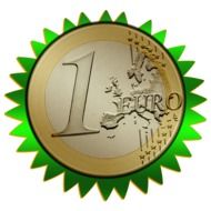 Euro coin in a green outer ring