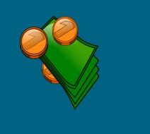 drawing money on a blue background