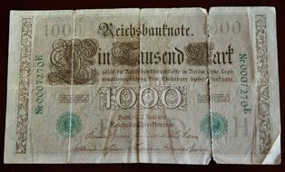 Germany, Reichsmark, 1910, 1000 marks, weathered bank note
