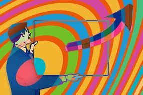businessman on the background of bright and colorful circles
