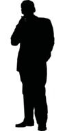 posing businessman drawing