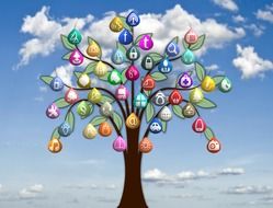 Sign of different apps on the tree