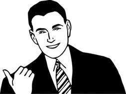 man pointing tie drawing