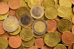 scattered colorful euro coins