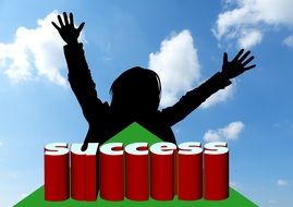 the word success on the background silhouette of man