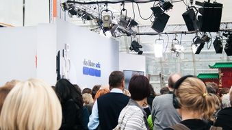 a lot of people at the book fair in Leipzig