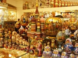 souvenirs in a store in Russia