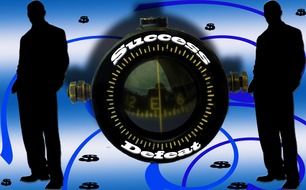 compass and two businessmen silhouettes