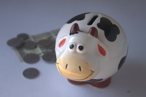 ceramic piggy bank as a spotted cow