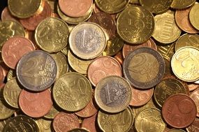 pile of golden euro coins, background