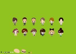 illustration of badges for avatars on green background