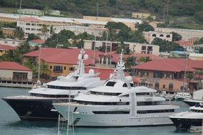 luxury yachts in port