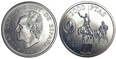 both sides of the spanish coin in 2000 pesetas